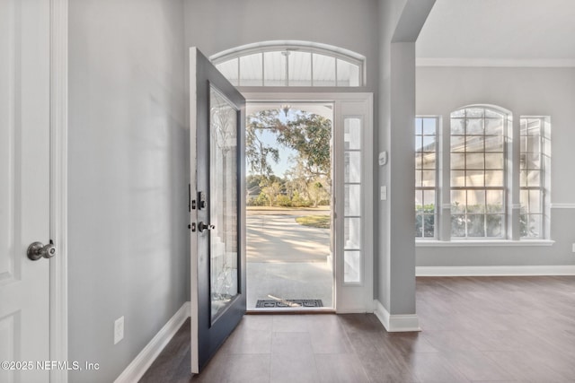 entrance foyer with crown molding