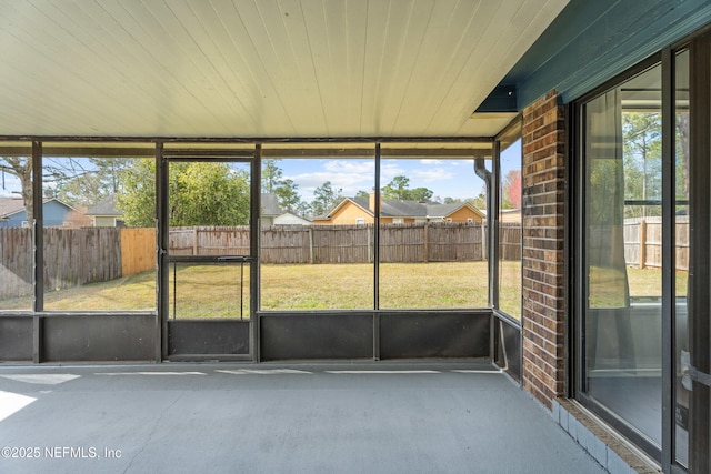 view of unfurnished sunroom