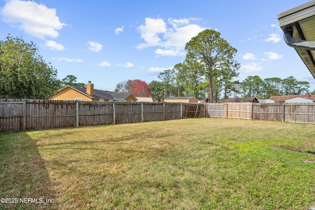 view of yard featuring a fenced backyard