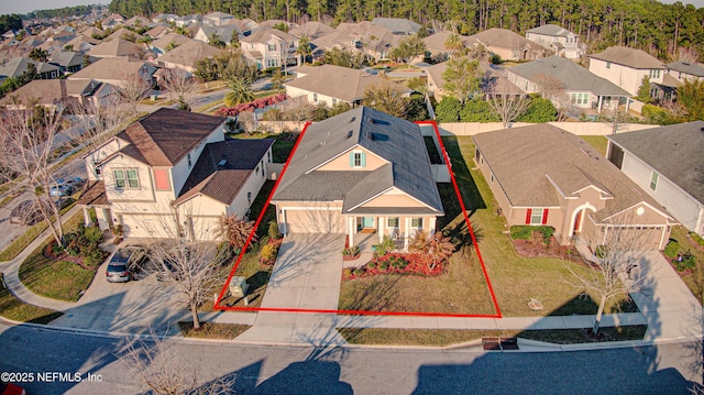 birds eye view of property featuring a residential view