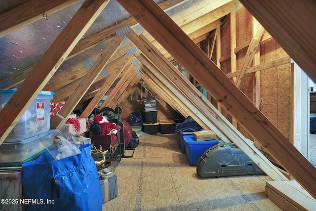 view of unfinished attic