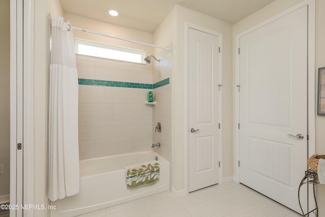 195 Glen Valley Dr, Ponte Vedra, FL 32081 - bathroom with shower / bath combination with curtain, tile patterned floors, and baseboards