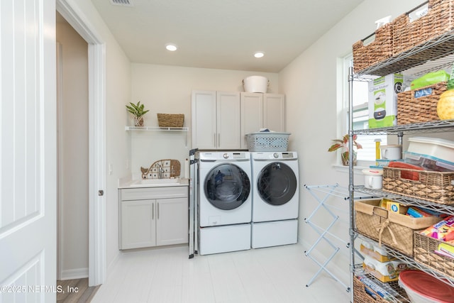 195 Glen Valley Dr, Ponte Vedra, FL 32081 - laundry area with independent washer and dryer, cabinet space, baseboards, and recessed lighting