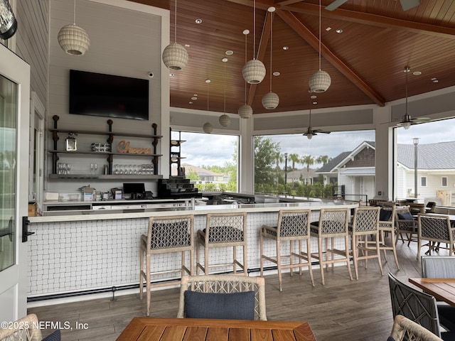 195 Glen Valley Dr, Ponte Vedra, FL 32081 - kitchen featuring wooden ceiling, wood finished floors, plenty of natural light, decorative light fixtures, and recessed lighting
