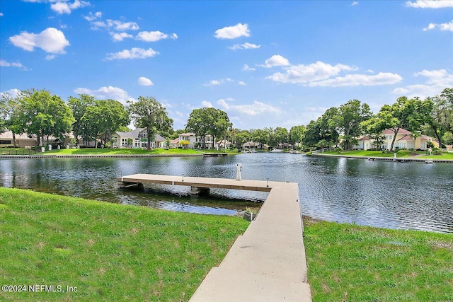 13612 Mcqueens Ct, Jacksonville, FL 32225 - view of dock featuring a water view and a lawn