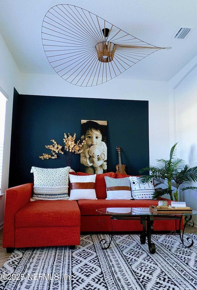 living room with hardwood / wood-style flooring