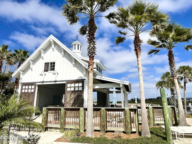 modern farmhouse featuring board and batten siding