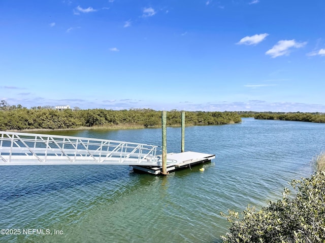 view of dock featuring a water view