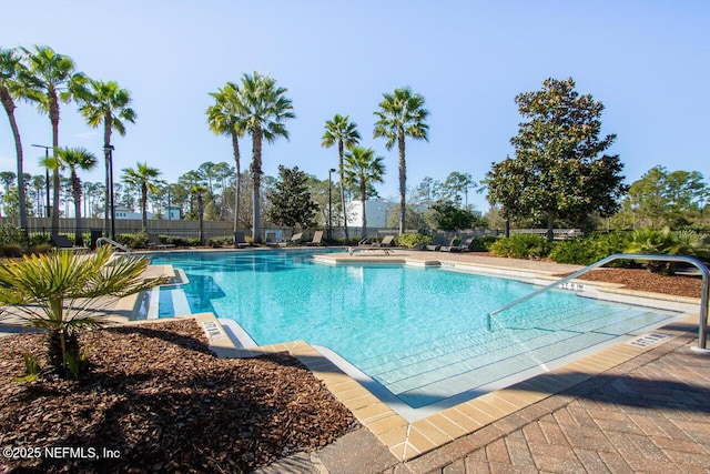 view of pool featuring a patio