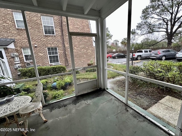 view of unfurnished sunroom