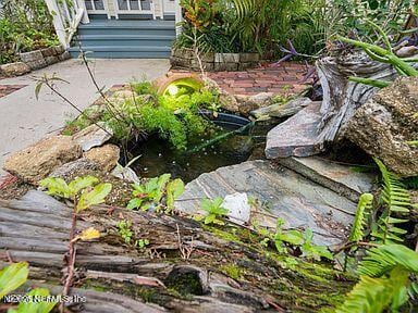 details featuring a garden pond