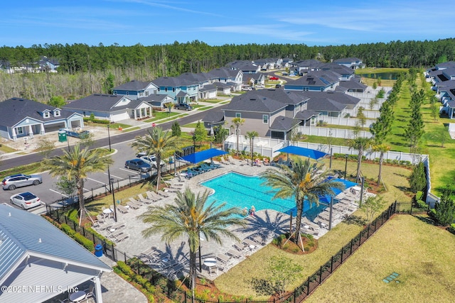 bird's eye view with a residential view