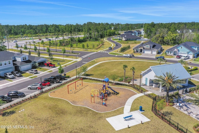 bird's eye view with a residential view