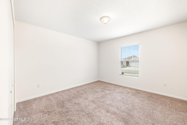 empty room with carpet floors and a textured ceiling