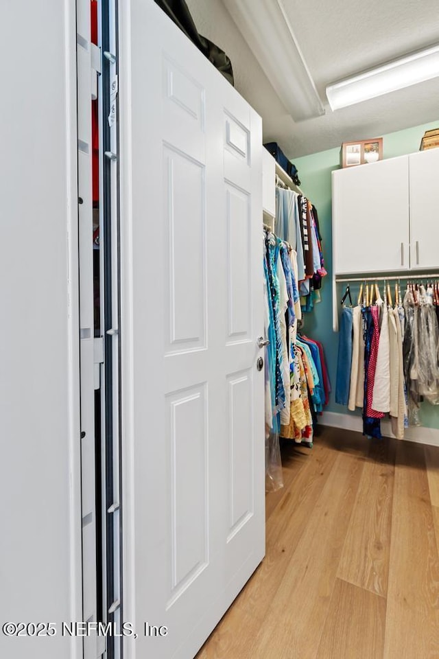 spacious closet with light wood-type flooring