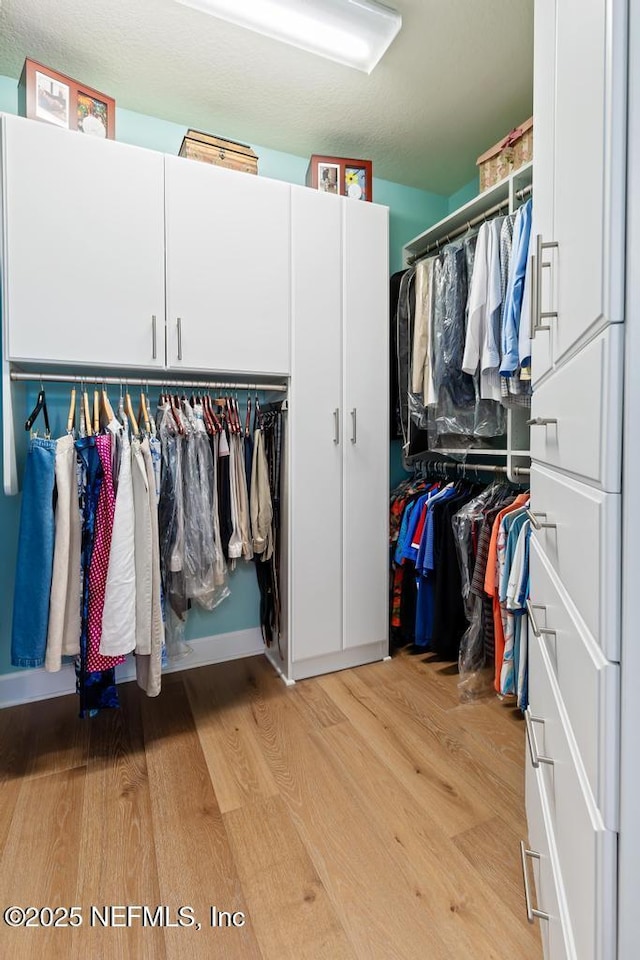 spacious closet featuring light wood-type flooring