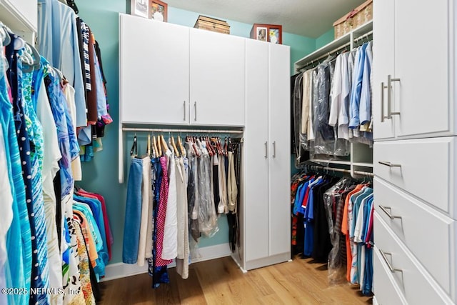 spacious closet featuring light wood-type flooring