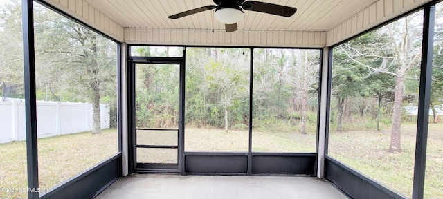 view of unfurnished sunroom