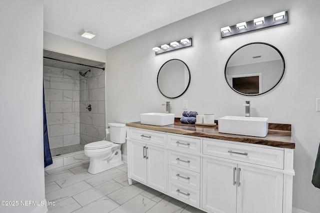 994 Lakeridge Dr, Orange Park, FL 32065 - full bath with marble finish floor, a sink, toilet, and a shower stall