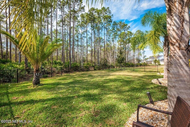 view of yard with a fenced backyard