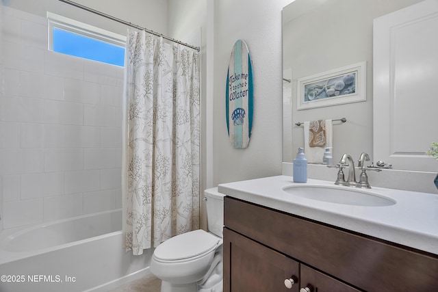 95384 Bermuda Dr, Fernandina Beach, FL 32034 - full bathroom with vanity, shower / bathtub combination with curtain, and toilet