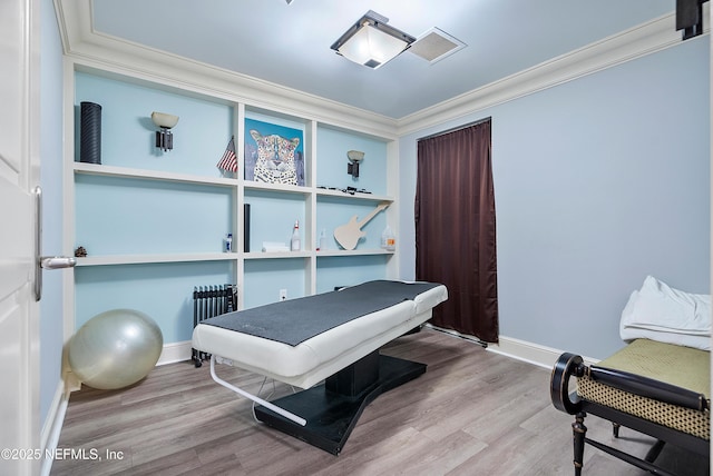 95384 Bermuda Dr, Fernandina Beach, FL 32034 - playroom with wood finished floors, baseboards, ornamental molding, and radiator