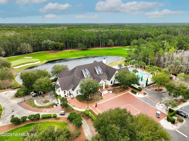 95384 Bermuda Dr, Fernandina Beach, FL 32034 - birds eye view of property with view of golf course, a view of trees, and a water view