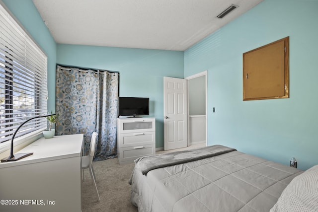 carpeted bedroom with visible vents