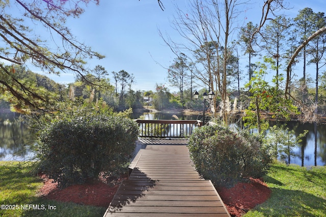 view of dock featuring a water view