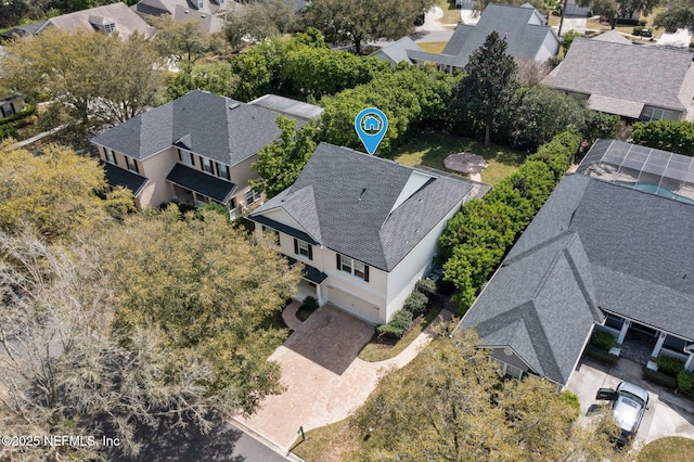 bird's eye view with a residential view