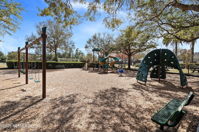 community play area featuring fence