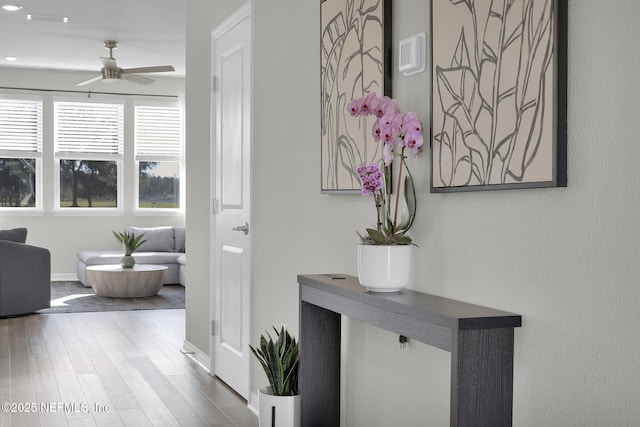 hall featuring wood finished floors