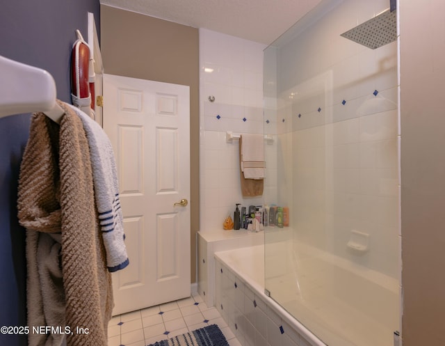 full bathroom featuring tile patterned flooring