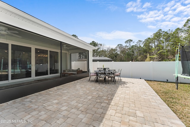 view of patio / terrace with a fenced backyard and outdoor dining area