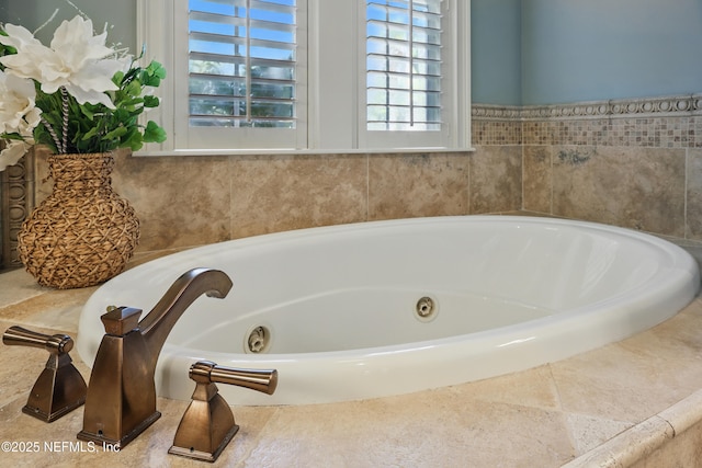 bathroom featuring a garden tub