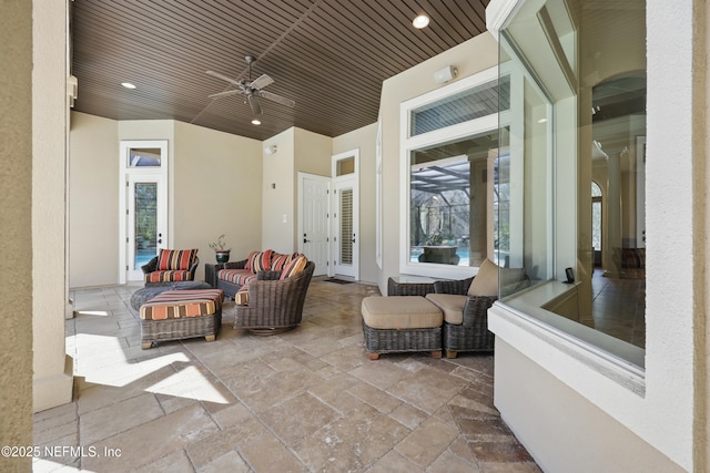 view of patio featuring a ceiling fan