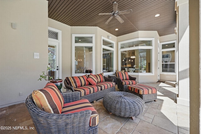 view of patio / terrace with a ceiling fan and an outdoor hangout area