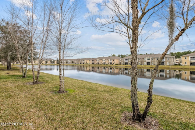 view of water feature with a residential view