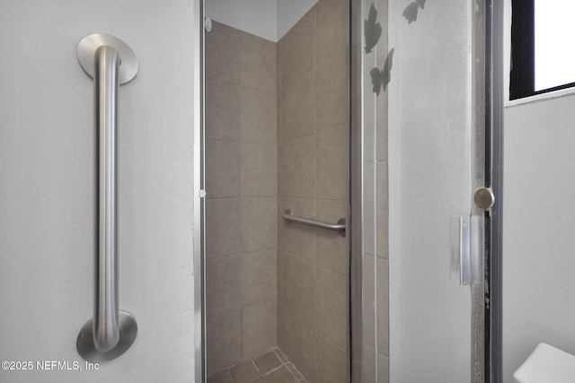 bathroom with a shower stall