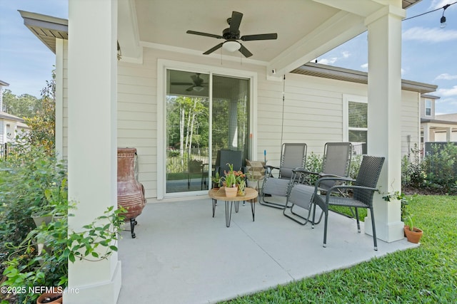 view of patio with a ceiling fan