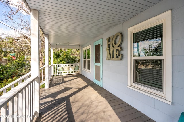 deck with covered porch