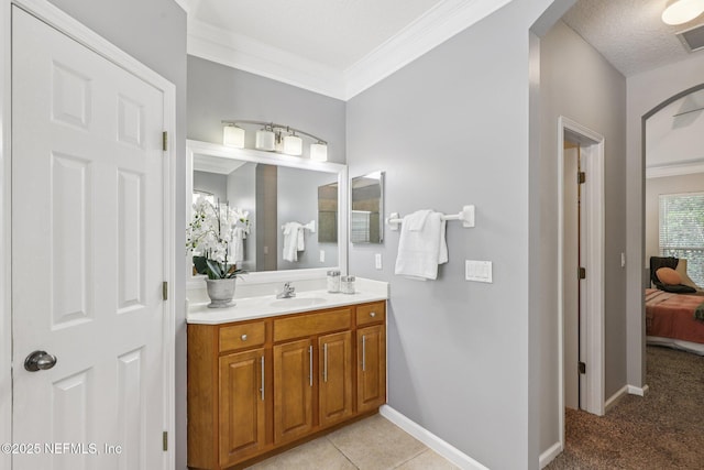 1494 Walnut Creek Dr, Fleming Island, FL 32003 - bathroom featuring vanity, ensuite bath, and ornamental molding