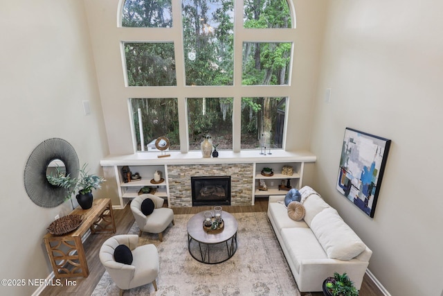 1494 Walnut Creek Dr, Fleming Island, FL 32003 - living area with wood finished floors and a fireplace