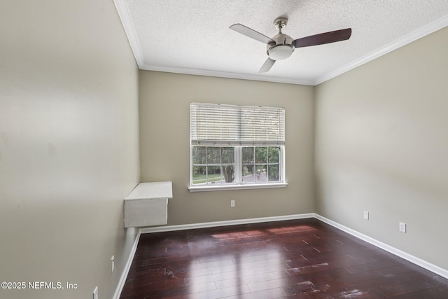 1494 Walnut Creek Dr, Fleming Island, FL 32003 - unfurnished room with ornamental molding, a textured ceiling, a ceiling fan, and hardwood / wood-style floors