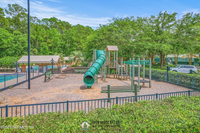 community play area featuring fence