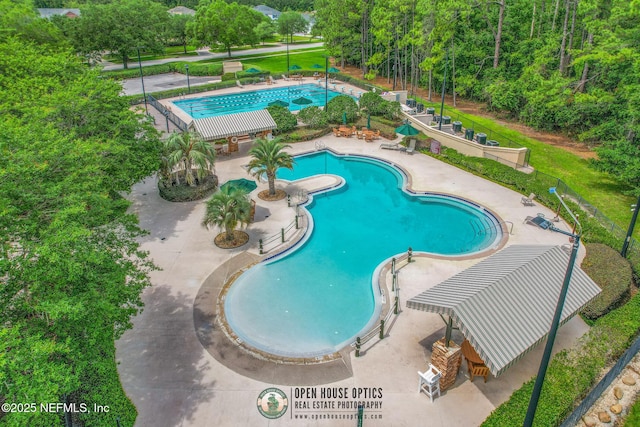 pool with a patio