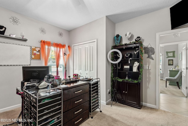 986 Prairie Dunes Ct, Orange Park, FL 32065 - office space with light tile patterned floors, light carpet, and baseboards