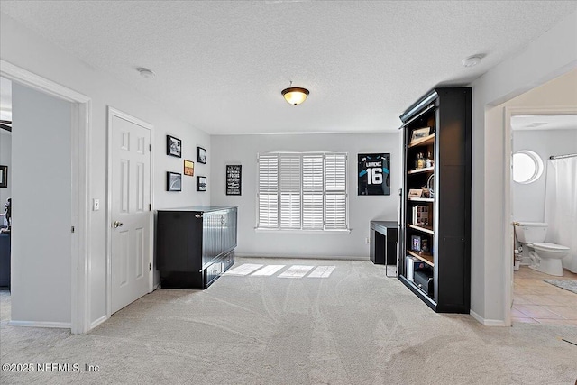 interior space featuring baseboards and a textured ceiling