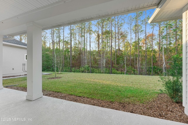 view of yard featuring a patio area and a fenced backyard