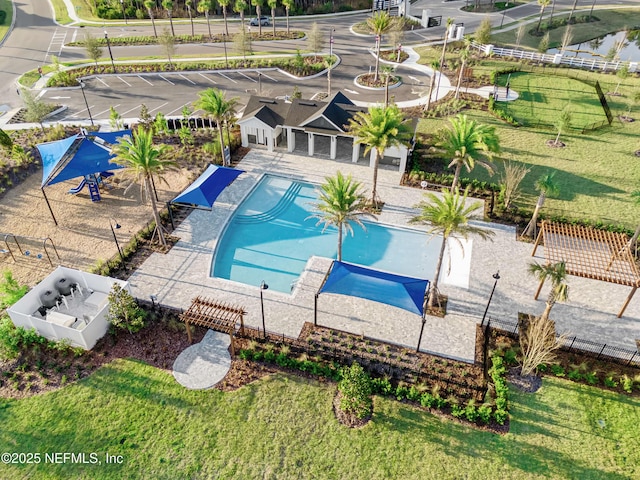 community pool with fence